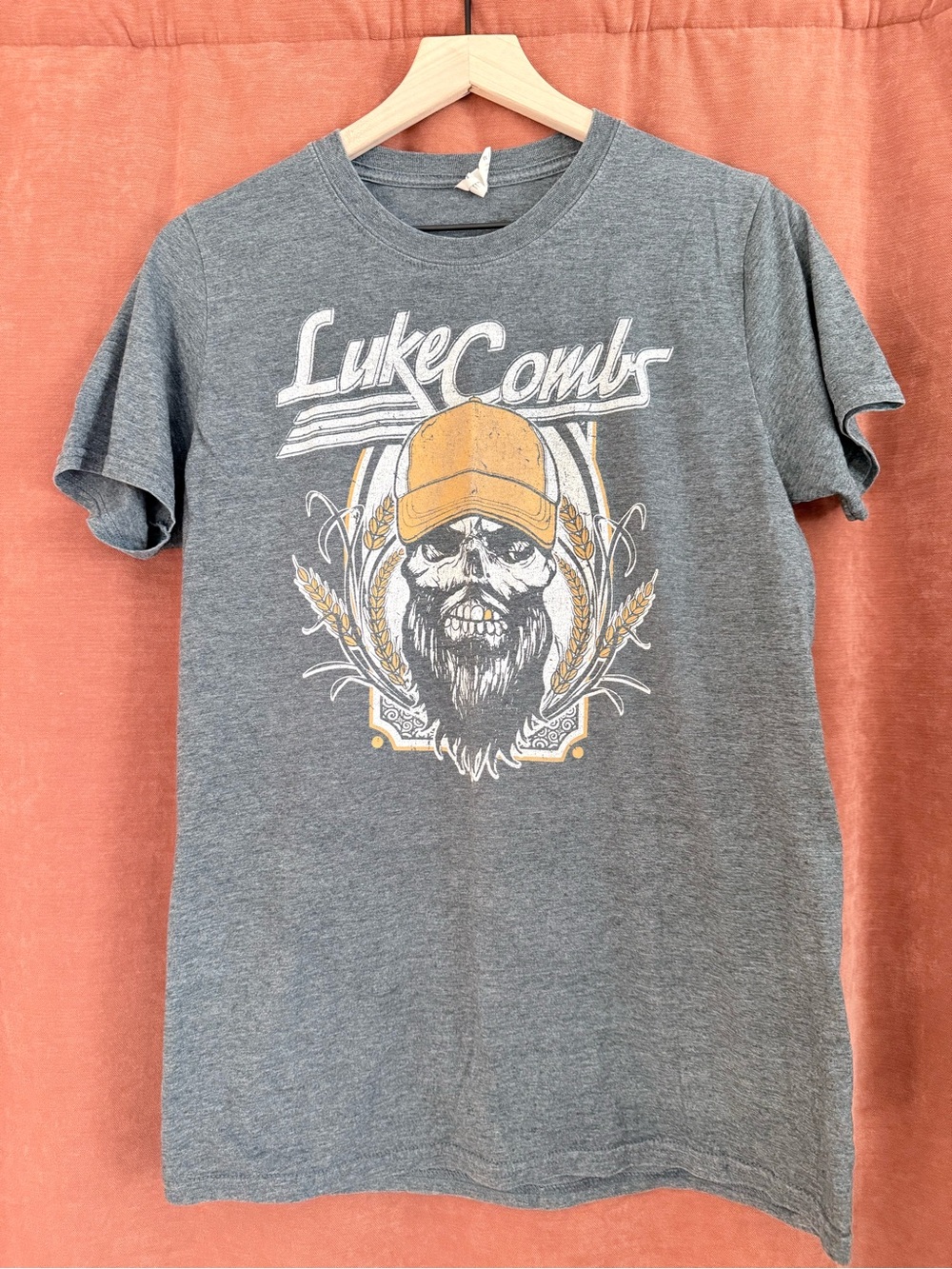 Gildan Gray Luke Combs Graphic Tee with Yellow Accent